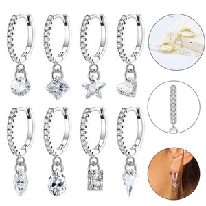 Mode zircon boucles d'oreilles goutte d'eau étoile à cinq branches oreille clip femmes Piercing <span class=keywords><strong>bijoux</strong></span> fête mariage charme <span class=keywords><strong>bijoux</strong></span> de corps - Product Image 2