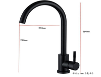 Robinet de cuisine contemporain noir mat à poser sur le comptoir, en acier inoxydable 304, mitigeur pour évier de cuisine