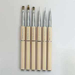 Ensemble de pinceaux à ongles professionnels avec manche métallique, têtes ronde et plate, stylo liner, pour manucure en salon et peinture au gel UV - Product Image 2