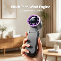 Ventilateur de poche silencieux Turbo, 100 vitesses, 135 °   Pliable, à porter autour du cou et à la main, rechargeable par USB-C, écran LED, batterie 18650, cordon de transport