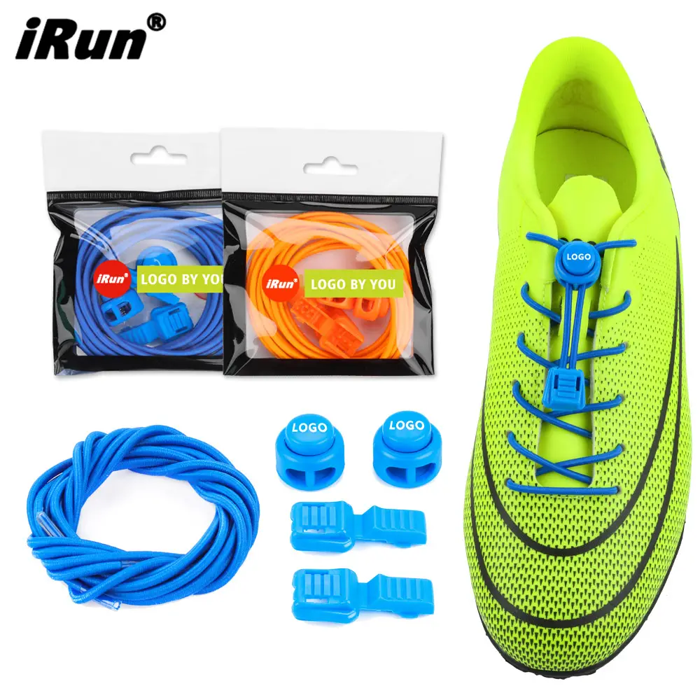 IRun Sport Locking Shoe Laces Elastic Sneaker Shoelaces Lock Athletic Running Sneaker Shoes Boot String With Custom Packing