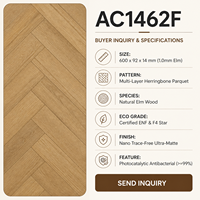 Parquet en bois multicouche 600x92mm en chevrons d'orme, planches de parquet antibactériennes ENF écologiques