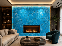 Dalles polies en pierre semi-précieuse turquoise, découpées sur mesure, pour panneaux muraux rétroéclairés, comptoirs, bureaux d'accueil et incrustations décoratives