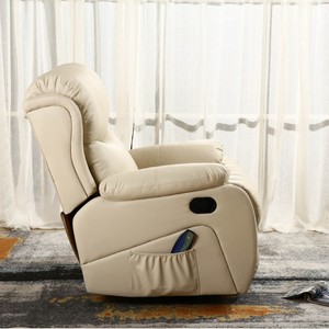 เก้าอี้นวดไฟฟ้าหนังสีขาวพร้อมรีโมทคอนโทรลสำหรับใช้ในบ้าน - Product Image 1