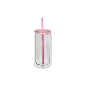 <b>Drinkware</b> Cups Double Wall 16oz Glitter Snow Globe Reusable Clear <b>Plastic</b> <b>Drinkware</b> Cups with Lids Straws for Kids - Product Image 1