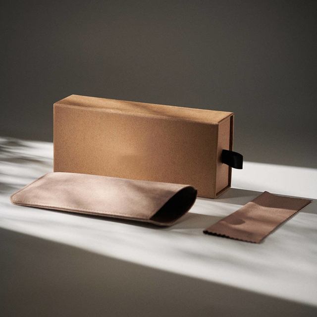 Luxury Popular Kraft Paper Glasses Sunglasses Box with PU Leather Eyeglasses Case& Cloth Packaging Set