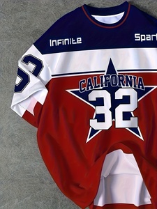 Maglietta Jersey California 32 per Ragazzi in Poliestere Traspirante a Maniche Corte Casual con Stampa Digitale Design Squadra Rosso/Bianco/Blu - Product Image 5