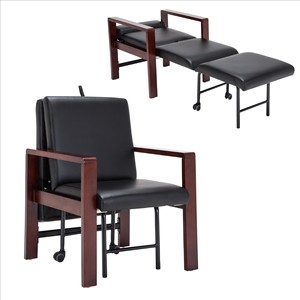 Chaise inclinable Jiarunde avec accoudoirs en bois massif, couleur café noir, multifonctionnelle, pliable, pour le bureau, la sieste et le repos - Product Image 5