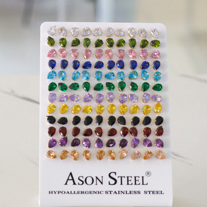 Boucles d'oreilles Ason en acier inoxydable, strass géométriques ronds, hypoallergéniques, bijoux de mode, cadeau - Product Image 4