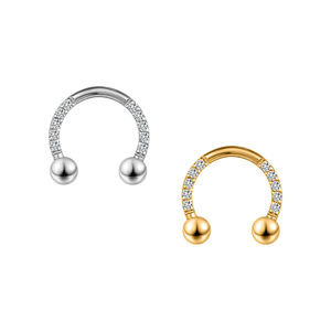 G23 Titan Mũi xuyên vàng bạc vách ngăn mũi nhẫn <span class=keywords><strong>6mm</strong></span> 8mm đá quý móng ngựa tròn Barbell piercing đồ trang sức - Product Image 1