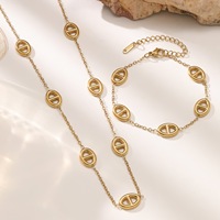 Ensemble d'accessoires bohèmes unisexes tendance - Acier inoxydable plaqué or 18 carats - Hypoallergénique et résistant à l'eau - Collier et bracelet