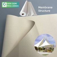 Structure de membrane tendue en PVDF de qualité supérieure, imperméable, antistatique, protection UV, poids lourd 900-1500 g/m², revêtement PVC