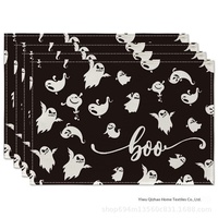 Chemin de table Sotowel personnalisable, style vintage américain minimaliste, en lin tissé imprimé, pour Halloween et fêtes, directement de l'usine