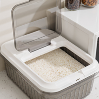 Ustensiles de cuisine et articles de cuisine : Boîte de rangement pour riz et céréales en PP avec couvercle rabattable, Conteneur alimentaire, Organisateur de rangement de cuisine