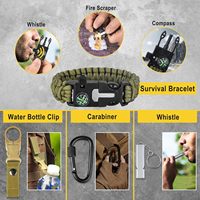 Kit de survie 16 en 1 en gros, équipement de survie d'urgence pour le camping, la randonnée et la chasse, cadeaux de vacances