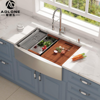 Évier de cuisine style ferme de 33 pouces, poste de travail noir ADLONE 33x22, évier rectangulaire simple en acier inoxydable de calibre 16 avec façade à tablier