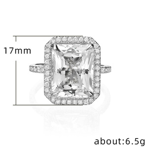 Anello in platino con diamanti naturali taglio Asscher per fidanzamento da donna F634 - Product Image 5