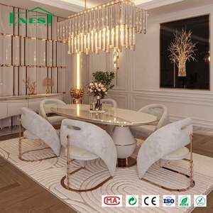Set di <span class=keywords><strong>Tavolo</strong></span> <span class=keywords><strong>da</strong></span> Pranzo Ovale in Metallo di Lusso Italiano e Sedie per <span class=keywords><strong>6</strong></span> Persone, Set di Mobili di Alta Gamma per Villa, Servizio Completo - Product Image 1