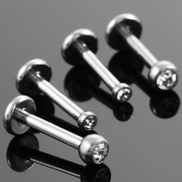 10 pièces/paquet ASTM F136 titane basique lèvre Piercing CZ lèvre goujon fils internes et externes Vertical Labret Piercing anneau bijoux