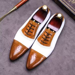 Luxury Wedding Men's <b>Pointed</b> Toe Lace-Up Formal Shoes Bridegroom Business Suit Anti-Slip Breathable Lightweight Patchwork - Product Image 3