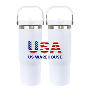 USA Warehouse Stock 30オンス昇華マットマカロンカラーフリップストロータンブラーアウトドアスポーツウォーターボトルスクールタンブラーブランク