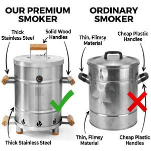 Griglia Affumicatrice Verticale in Acciaio Inox, Barbecue a Carbone con Termometro <span class=keywords><strong>per</strong></span> Cucina all'Aperto e Campeggio - Product Image 6