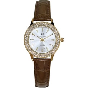Montre à quartz minimaliste pour femme, en promotion, avec lunette en cristal de luxe, bracelet en cuir vintage, ton or, étanche et lumineuse - Product Image 2