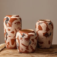 Ensemble de vases en céramique peints à la main RYLAVA, vases en poterie texturée rustique pour la décoration de la maison, arrangement de fleurs séchées