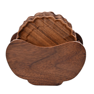 Solid Wood <b>Teacup</b> Coaster Walnut Round Heat Resistant Ingot Shape Tea Ceremony Accessory - Product Image 5