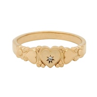 Bague d'éternité classique unisexe Milskey en laiton plaqué or 18 carats avec zircon en forme de cœur pour anniversaire