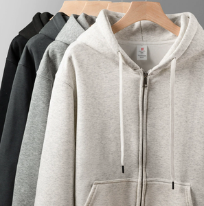 Sweat-shirt à capuche, veste zippée, sweat-shirt ample unisexe, broderie de logo personnalisée, vêtements de travail DIY - Product Image 1