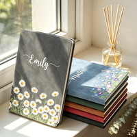 Cuaderno A5 de Cuero Vegano PU Personalizado con Nombre y Flor de Nacimiento, Set de Bolígrafo, Regalo de Aniversario, Día de la Madre, Cumpleaños para Mamá, Mujeres