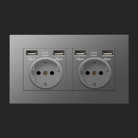 Prise murale de luxe standard UE 16A, prise allemande avec charge rapide USB Type-C, panneau 86*86mm pour projets hôteliers modernes