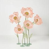 Fleurs artificielles géantes de coquelicot rose poudré, ensemble autoportant, en soie et plastique faits main, respectueux de l'environnement, pour Noël et la remise des diplômes