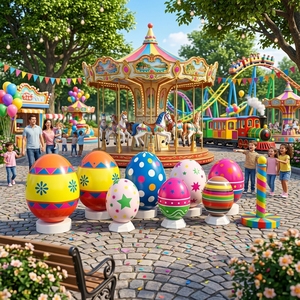 Custom Fiberglass Easter <b>Egg</b> Sculpture Large FRP Hand-painted Colorful <b>Egg</b> Statue for Shopping Mall Atrium <b>Decoration</b> Props - Product Image 3