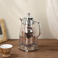 Bouilloire électrique en verre de 1 litre avec contrôle de température, plaqué or, grande capacité, pour thé, café et eau chaude