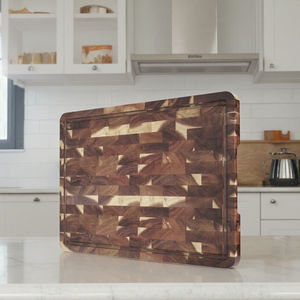 Tabla de cortar de madera de acacia extra grande para comida, carne, cocina, tabla de cortar de madera con ranura para jugo y asas convenientes - Product Image 5