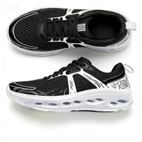 Zapatillas Deportivas para Hombre con Amortiguación de Aire, Diseño Graffiti en Blanco y Negro, Transpirables, de Malla, con Absorción de Impactos