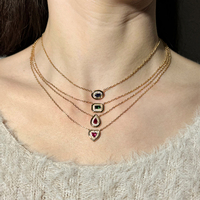 Collier délicat en argent sterling 925 plaqué or avec halo de saphirs bleus, rubis rouges, émeraudes vertes et diamants CZ pavés, bijoux pour femmes, mariage