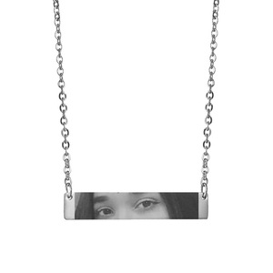 Collar con nombre personalizado, grabado de fotos de ojos, colgantes largos geométricos, collar de acero inoxidable para mujeres y hombres, Uionen 2062 - Product Image 3
