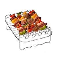 Accessoires pour friteuse à air Morning Dream Jia : Grille rectangulaire à trois niveaux pour frites, cuisson vapeur et barbecue en acier inoxydable