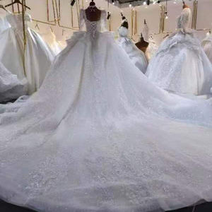 LSML025 Vestido de Novia Vintage con Brillo, Manga Regular, Plisado, Estilo Sirena Trompeta, Sin Espalda, Cola Capilla, Apliques Modernos - Product Image 6