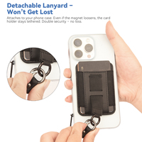 Penyangga Kartu Ponsel Kulit PU Magnetik dengan Slot Kartu Magsafe, Tali Pinggang Elastis untuk iPhone untuk Apple Duo 18 dengan Magnet Kuat