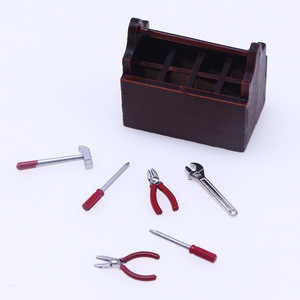 Dollhouse <strong>Miniature</strong> 1:12 Scale Wooden <strong>Toolbox</strong> with Metal Tools Doll House Accessories Dollhouse Accessories - Product Image 6