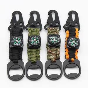 Wedacraftz New Arrival outdoor Travel camping hiking survival Seven Paracord lanyard with snap hook compass & bottle opener