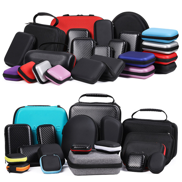 Wholesale Custom Logo Size Hard Shell Eva Case for Travel Earphone Digital Data Cable Zipper Storage Box Eva Bags Cases