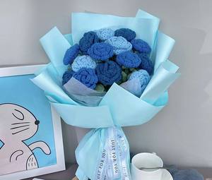 Fleurs tricotées au crochet à la main pour la saint-valentin, <span class=keywords><strong>rose</strong></span> fraîche préservée pour la petite amie <span class=keywords><strong>et</strong></span> la mère - Product Image 5