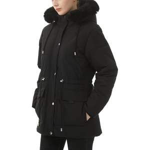Moerdeng Abrigo acolchado de invierno para mujer, forro polar acolchado, capucha desmontable, parka a prueba de viento, manga completa - Product Image 2