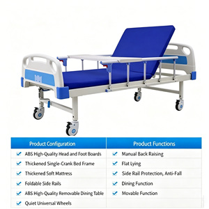 Cama Médica Manual de Manivela Única, Cama de Hospital, Cama Terapéutica Manual, Cama Clínica Multifuncional con Respaldo Ajustable - Product Image 1