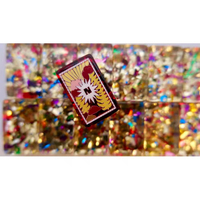Tuiles de Mahjong Américaines Artistiques en Acrylique Rouge avec Confettis Colorés et Motifs en Feuille d'Or, Paillettes Épaisses, Cadeau de Fête du Nouvel An